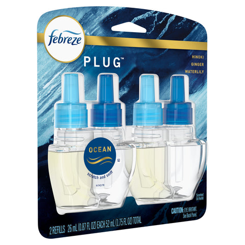 Odor-Eliminating Plug Air Freshener Refills, Ocean, 2 Ct