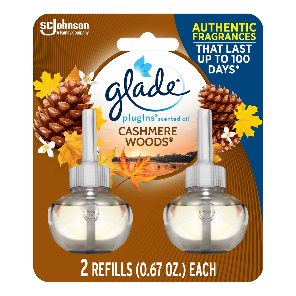 PlugIns Refill 2 CT, Cashmere Woods, 1.34 FL. OZ. Total, Scented Oil Air Freshener Infused