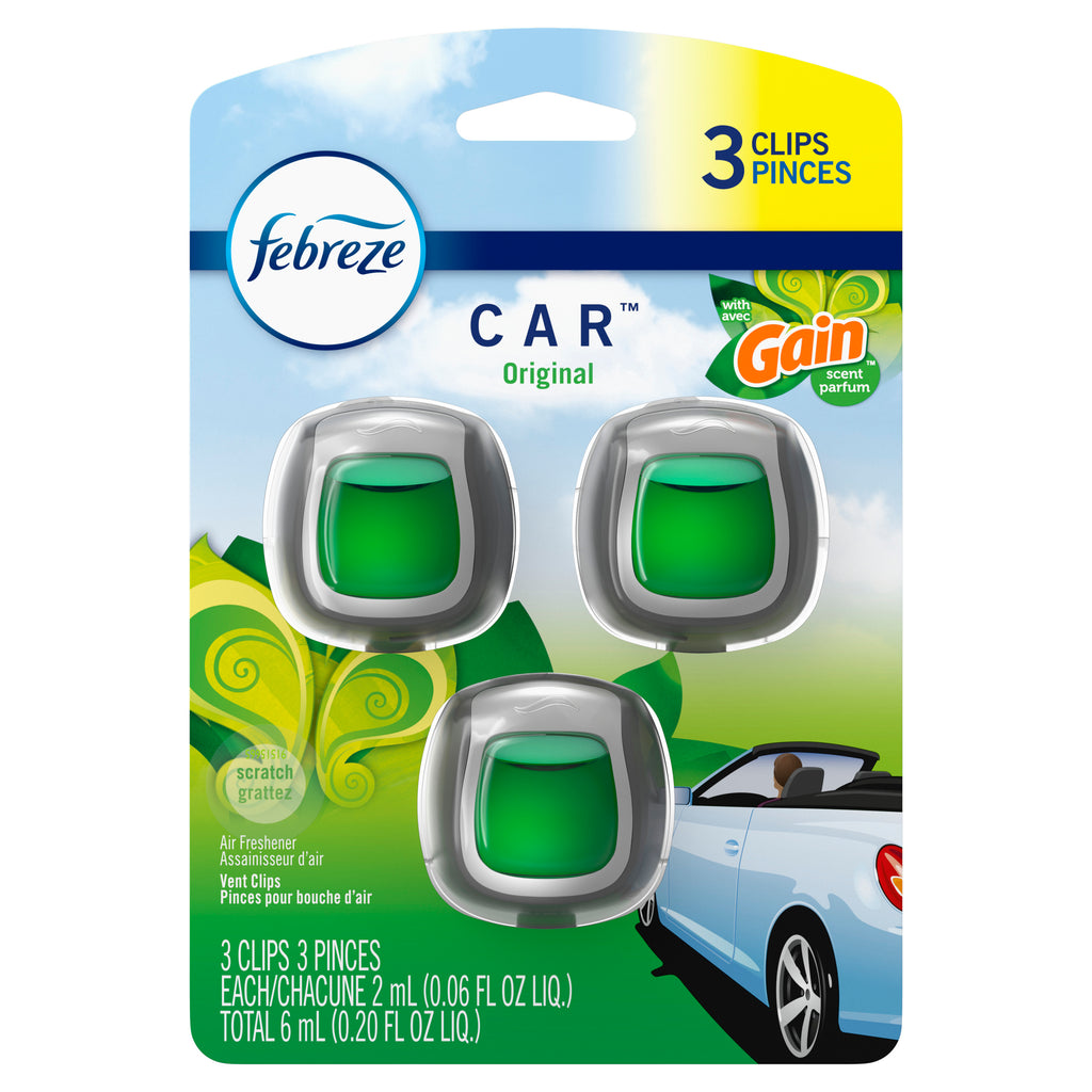 Car Odor-Eliminating Air Freshener, Gain Original, 3 ct