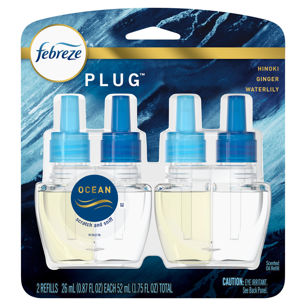 Odor-Eliminating Plug Air Freshener Refills, Ocean, 2 Ct